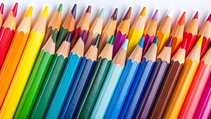 Fototapeta premium A close-up comparison of different colored pencils, comparison, variety, assortment, contrast, selection