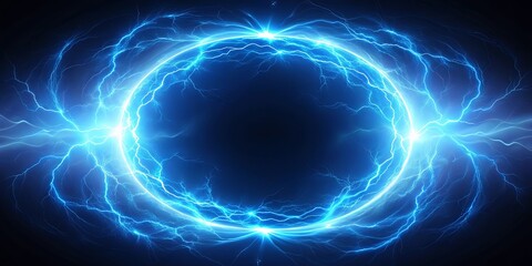 Fototapeta premium Blue glowing dual circular lightning abstract background, blue, glowing, dual, circular, lightning, abstract, background