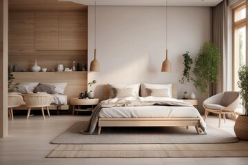 Scandinavian interior design of modern bedroom