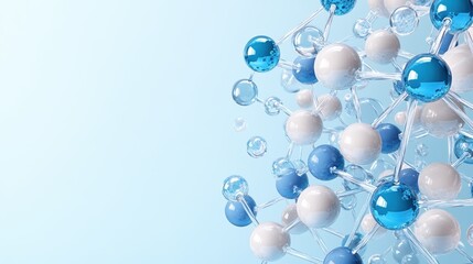 Colorful molecular structure featuring blue and white spheres on a soft gradient background, representing scientific concepts.