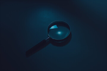 Magnifying Glass on Dark Blue Background
