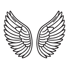 Obraz premium Angel Wing Clipart, Wings Outline Design- Memorial wings Illustration in black and white