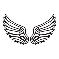 Obraz premium Angel Wing Clipart, Wings Outline Design- Memorial wings Illustration in black and white