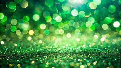 Fototapeta premium Glittery vibrant green background with dreamy bokeh effect, glitter, vibrant, green, background, dreamy, bokeh, abstract