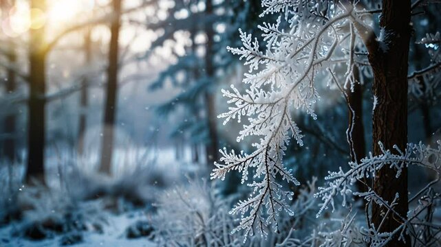close up of tree branches in winter, smooth looping video with 4K animation
