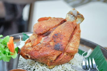 German pork hocks or German pork Knuckle , schweinshaxe or fried pork
