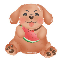 cartoon watermelon , dog, dog with watermelon 