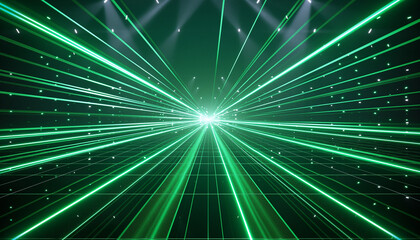 Fototapeta premium Green lines in a black background 