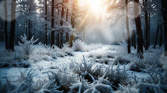 close up of tree branches in winter, smooth looping video with 4K animation
