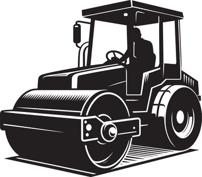 recommend clip art: Road construction Road Roller silhouette vector illustration isolated on a white background
