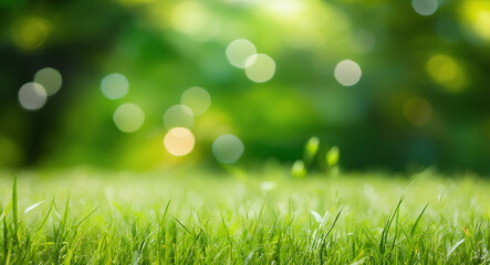 Obraz premium Blurred background with green natural bokeh