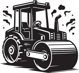 Road construction Road Roller silhouette vector illustration isolated on a white background