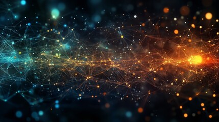 Obraz premium Abstract Technology Background with Glowing Network Lines and Bokeh Lights