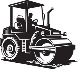 Road construction Road Roller silhouette vector illustration isolated on a white background