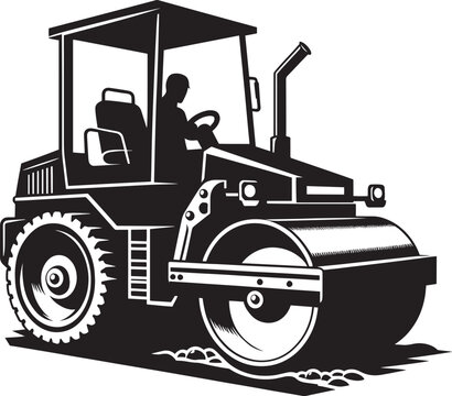 recommend clip art: Road construction Road Roller silhouette vector illustration isolated on a white background