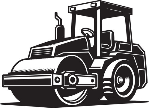 recommend clip art: Road construction Road Roller silhouette vector illustration isolated on a white background