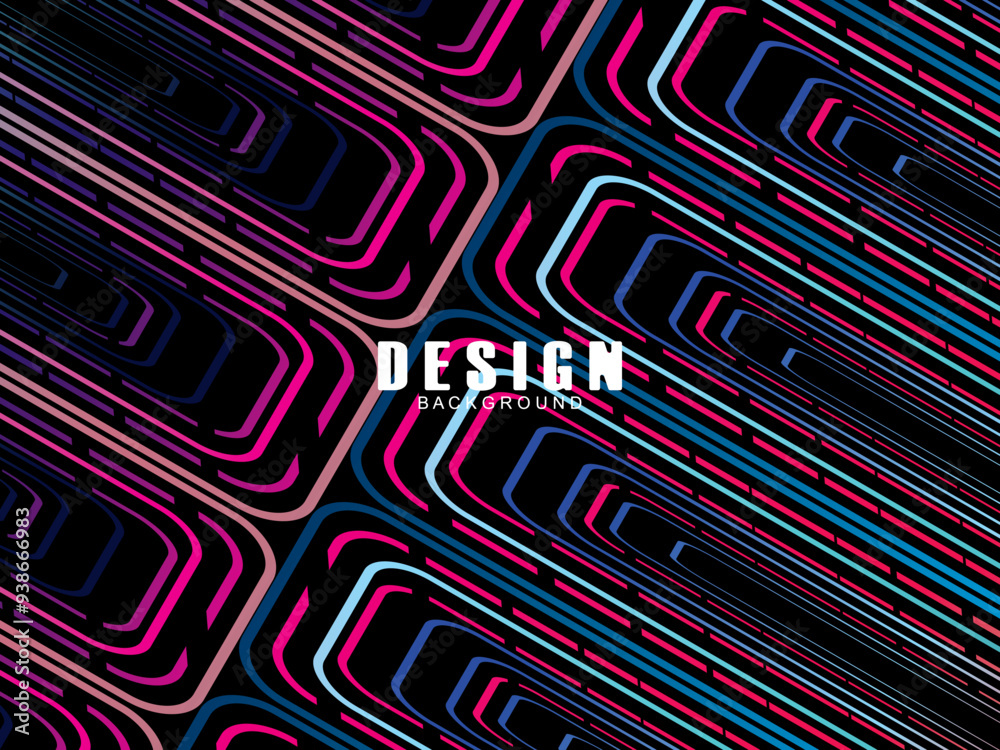 Fototapete futuristic abstract technology shining rainbow light lines with modern lines pattern black backgroun