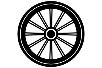 Fototapeta premium wagon wheel icon, wheel vector silhouette 