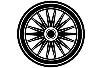 wagon wheel icon, wheel vector silhouette
