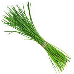 Naklejka premium Bundle of fresh chives, vibrant green herbs for cooking and garnishing