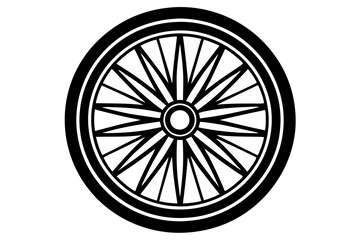 wagon wheel icon, wheel vector silhouette
