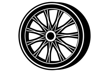 wagon wheel icon, wheel vector silhouette
