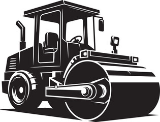 Road construction Road Roller silhouette vector illustration isolated on a white background