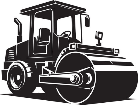 black and white road roller machine clip art preview