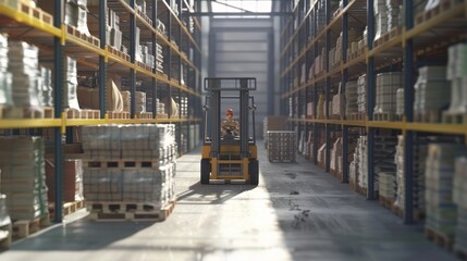Forklift in a Warehouse