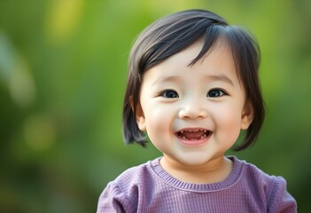 Cute Baby Girl Closeup with Bright Eyes