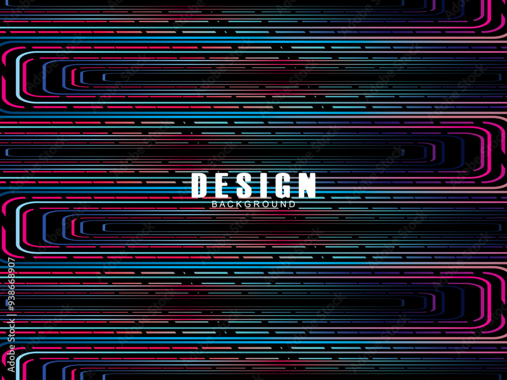 Fototapete futuristic abstract technology shining rainbow light lines with modern lines pattern black backgroun