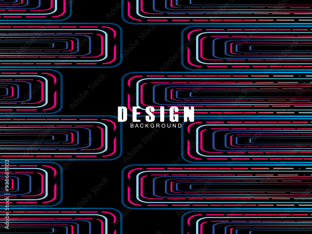 Fototapete futuristic abstract technology shining rainbow light lines with modern lines pattern black backgroun