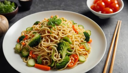  Delicious Asian noodle dish with fresh vegetables