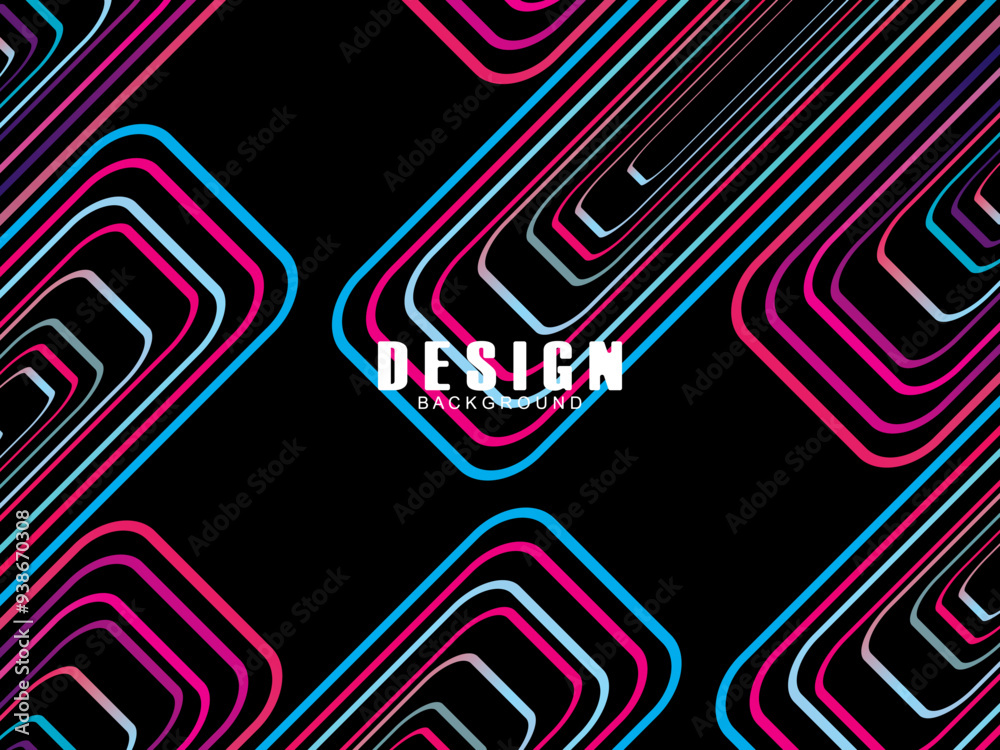 Fototapete futuristic abstract technology shining rainbow light lines with modern lines pattern black backgroun