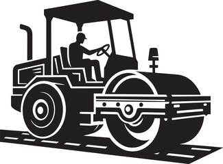 Road construction Road Roller silhouette vector illustration isolated on a white background