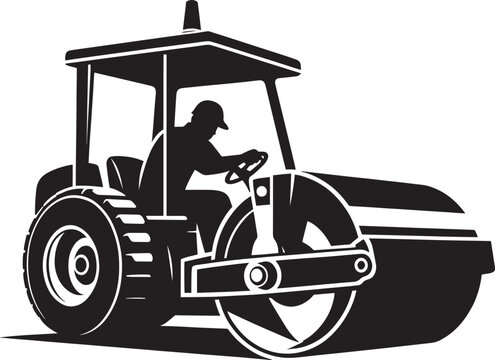 black road roller operator silhouette clip art preview