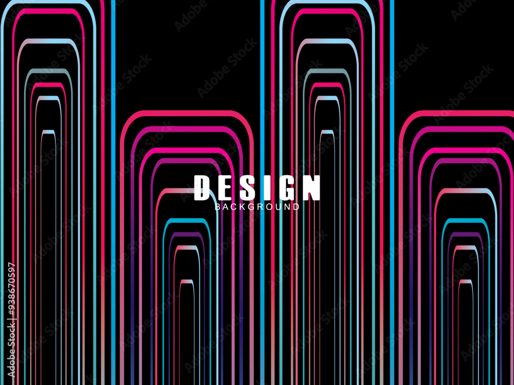 Fototapete futuristic abstract technology shining rainbow light lines with modern lines pattern black backgroun
