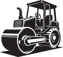 Road construction Road Roller silhouette vector illustration isolated on a white background