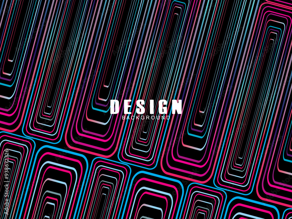 Fototapete futuristic abstract technology shining rainbow light lines with modern lines pattern black backgroun
