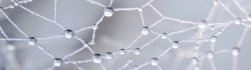 Shimmering Autumn Frost on Spider Webs, intricate textures glimmer with silver and gold hues, ideal for a delicate enchanting background, minimalist and ethereal atmosphere, inviting tranquility
