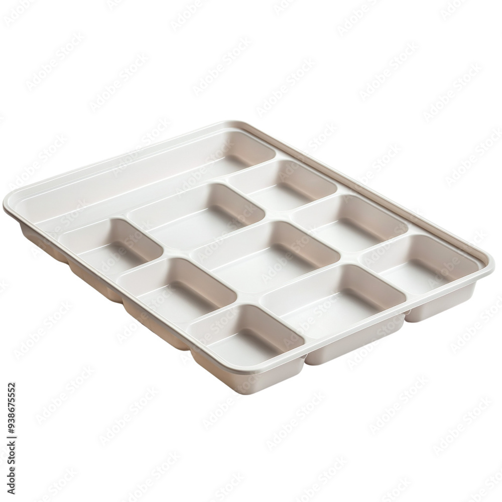 Wall mural an empty plastic display tray with compartments isolated on a transparent background