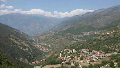 Fototapeta premium Enchanting mountain village under a clear sky