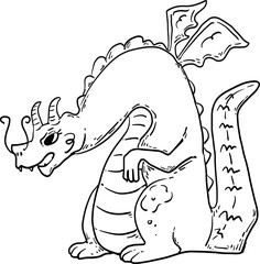 sketch dragon cute monster fairytale