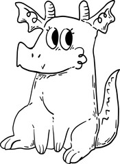 sketch baby dragon cute