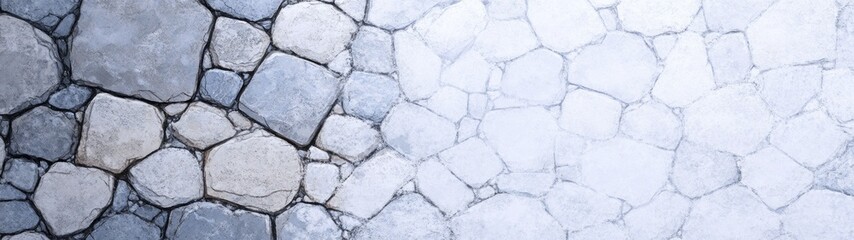 Obraz premium Snowy Cobblestone Textures, smooth gray and white surfaces, ideal for winter-themed designs, minimalist aesthetic, evokes tranquility and a serene environment, versatile backdrop