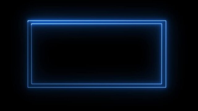 Square rectangle animation icon photo frame animated with two tone motion graphic on isolated black on black background 4k animation.