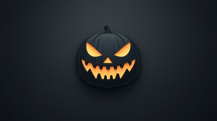 Glowing Sinister Jack-o'-Lantern Face in 3D Halloween Banner, Generative Ai