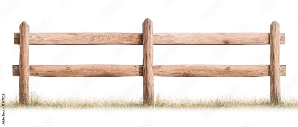 Wall mural A wooden fence with a white background