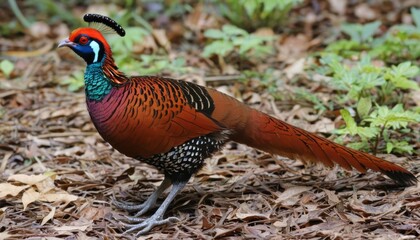 Fototapeta premium Vibrant Peafowl in Natural Habitat
