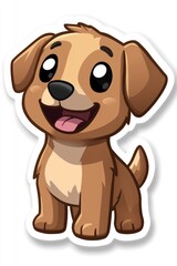 Cute Cartoon Dog with Big Eyes and Happy Expression